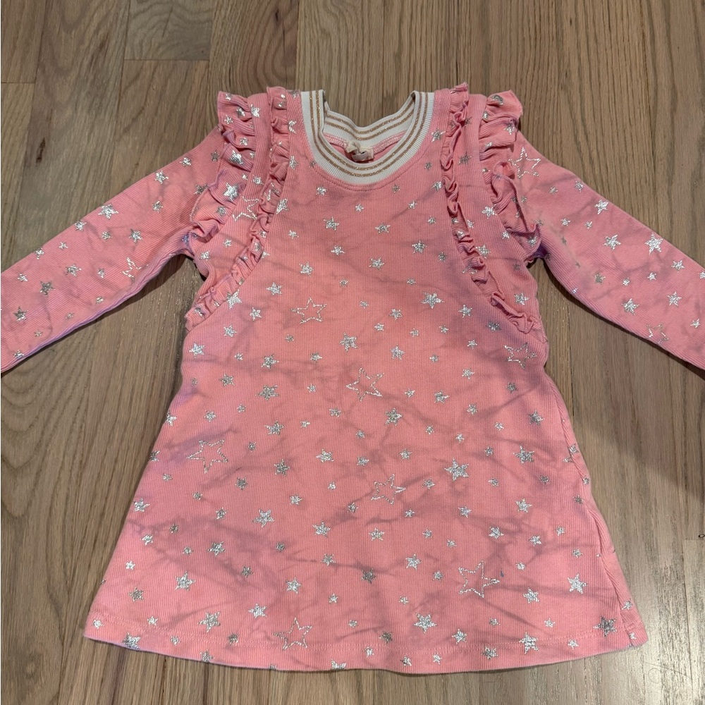 Pink dress with silver metallic stars